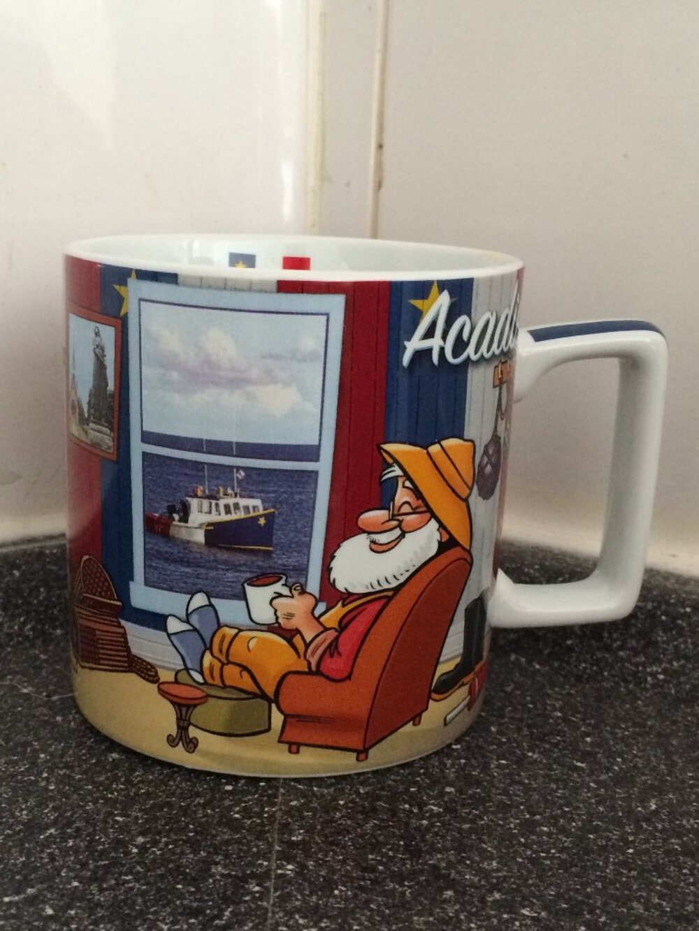 Ric Art Collection Acadie Souvenir Coffee Mug Multicolor J C Ricard 12 oz